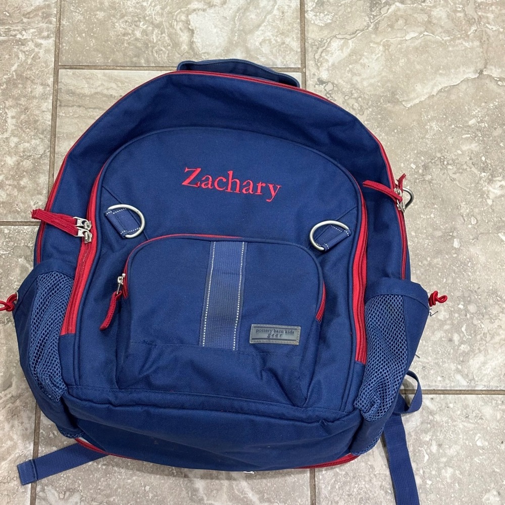 Pottery Barn Kids Gear Navy Blue Red Zachary Personalized Backpack School Bag